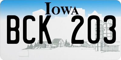 IA license plate BCK203