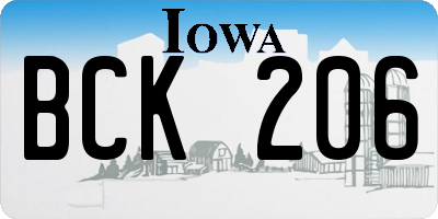 IA license plate BCK206