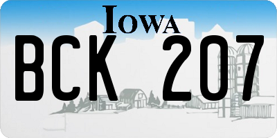 IA license plate BCK207