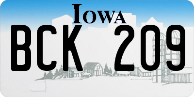 IA license plate BCK209