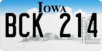 IA license plate BCK214