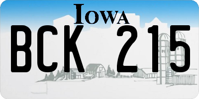 IA license plate BCK215