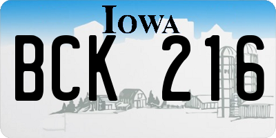 IA license plate BCK216