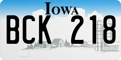 IA license plate BCK218