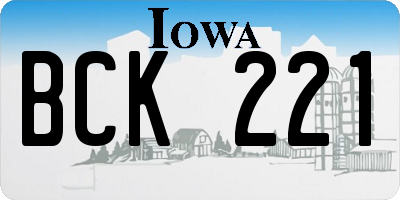 IA license plate BCK221