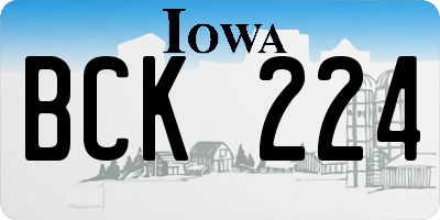 IA license plate BCK224