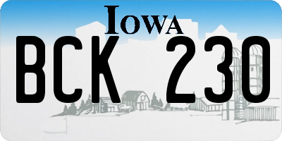 IA license plate BCK230