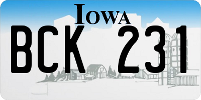 IA license plate BCK231