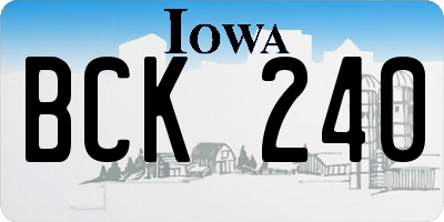 IA license plate BCK240