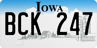 IA license plate BCK247