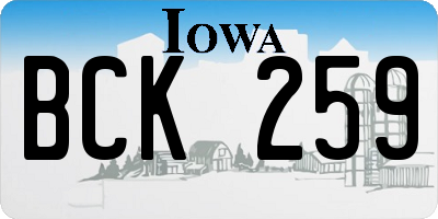 IA license plate BCK259