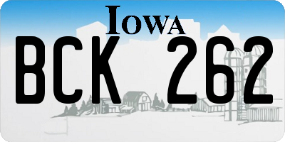 IA license plate BCK262