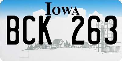 IA license plate BCK263