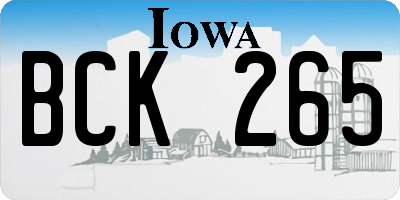 IA license plate BCK265