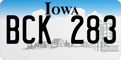 IA license plate BCK283