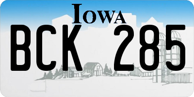 IA license plate BCK285