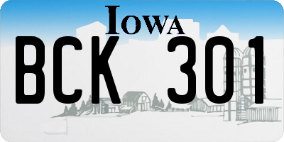 IA license plate BCK301