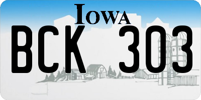 IA license plate BCK303