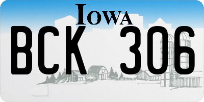 IA license plate BCK306