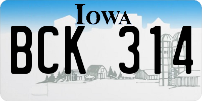 IA license plate BCK314