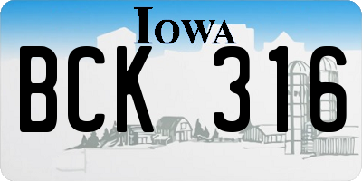 IA license plate BCK316