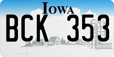 IA license plate BCK353