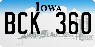 IA license plate BCK360