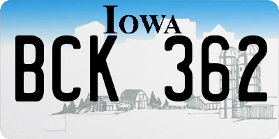 IA license plate BCK362