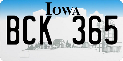 IA license plate BCK365