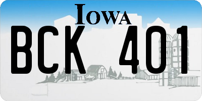 IA license plate BCK401