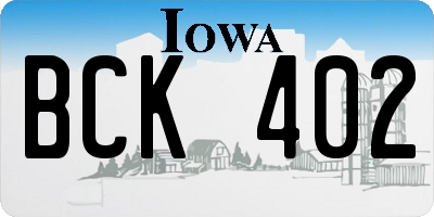 IA license plate BCK402