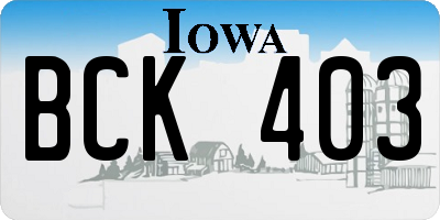 IA license plate BCK403