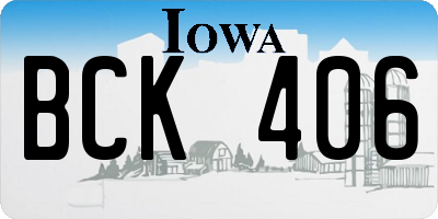 IA license plate BCK406