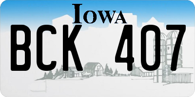 IA license plate BCK407