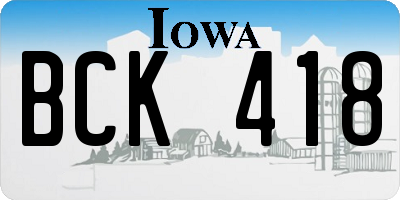IA license plate BCK418