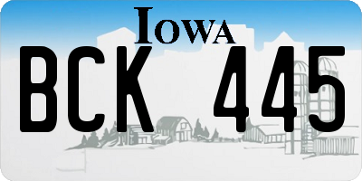 IA license plate BCK445