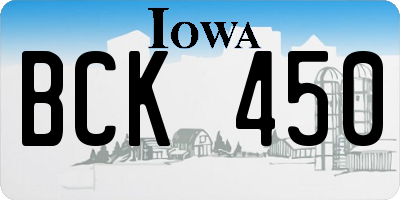 IA license plate BCK450
