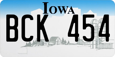 IA license plate BCK454