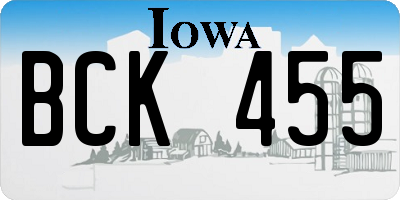 IA license plate BCK455