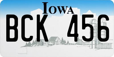 IA license plate BCK456