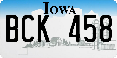 IA license plate BCK458