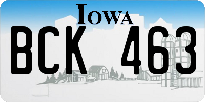 IA license plate BCK463