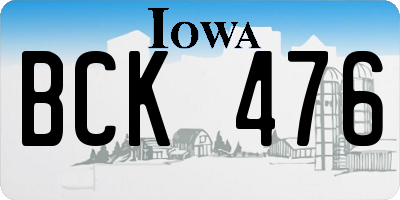 IA license plate BCK476