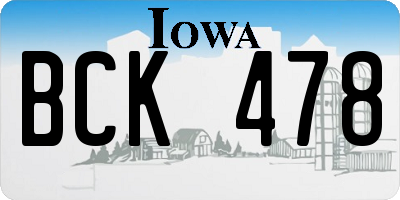 IA license plate BCK478