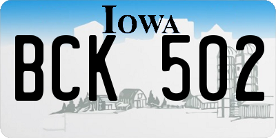 IA license plate BCK502
