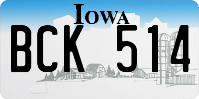 IA license plate BCK514
