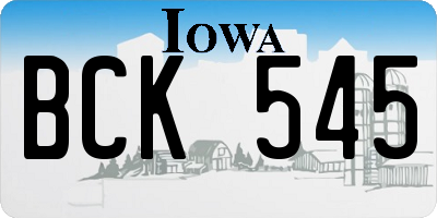IA license plate BCK545