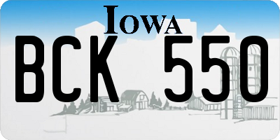 IA license plate BCK550