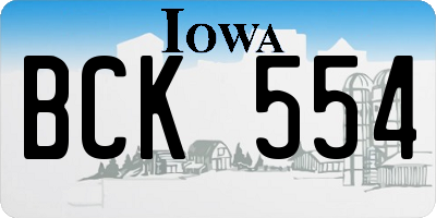 IA license plate BCK554