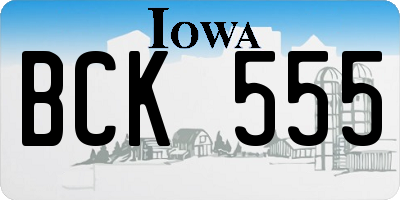 IA license plate BCK555